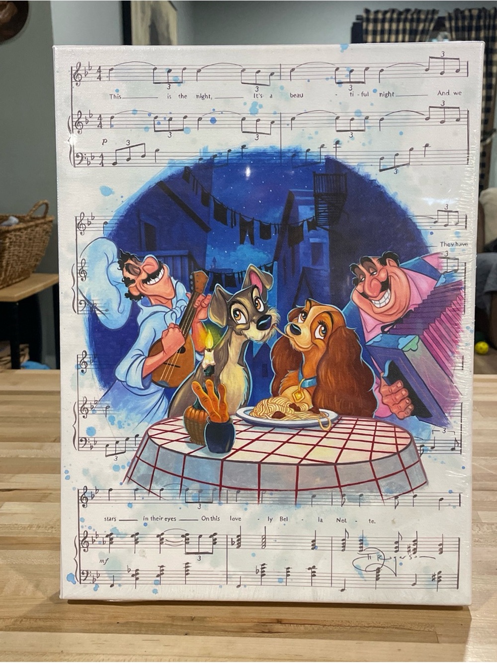 Lady and the Tramp Disney Fine Art Tim Rogerson Ltd Ed TOC Canvas Bella Notte